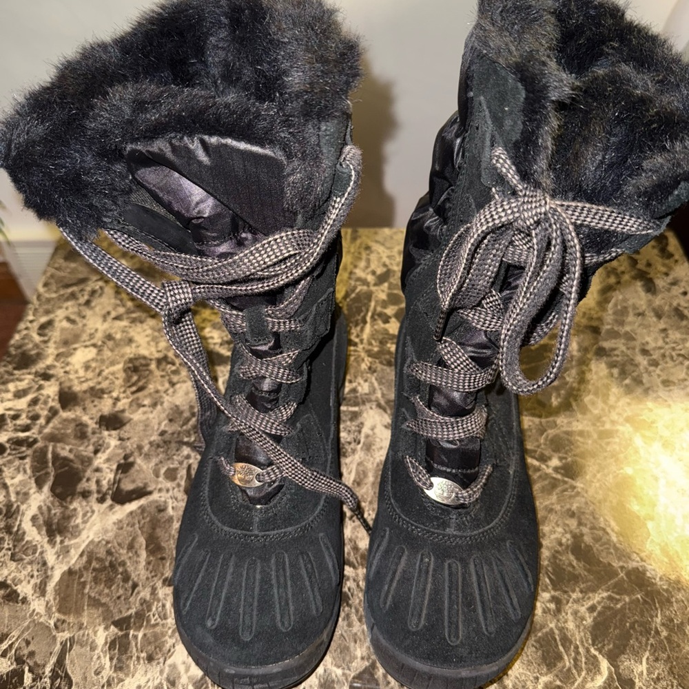 Timberland Black Winter Boots with Fur Lining